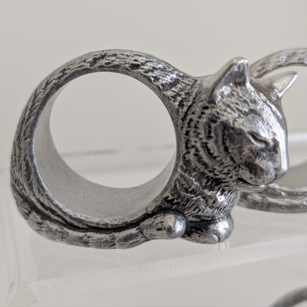 ARTHUR COURT Set of 10 Vtg Sleepy Kitten Cat Napkin Rings Kitty Cats Lover - Picture 8 of 15